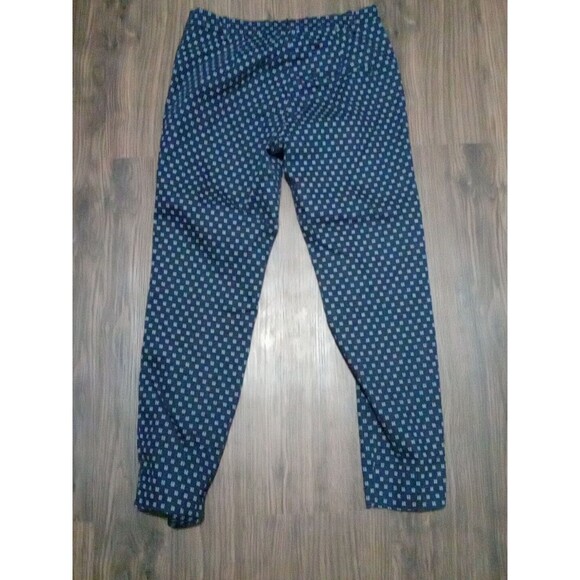 H&m Pants Womens Size 6 Navy Blue Print Stretch Cropped Side Closure - Picture 7 of 11